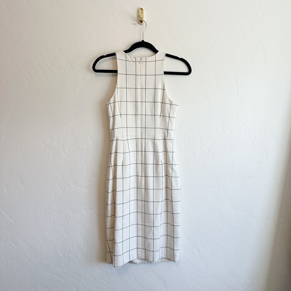 Banana Republic | Windowpane Business Sleeveless Sheath Midi Dress White Black 0 - Picture 3 of 6